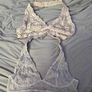 Victoria's Secret Lace Bralette Duo - White and Gray